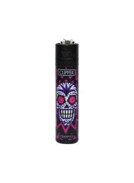 Isqueiro Clipper Colorful Skulls Pink