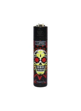 Isqueiro Clipper Colorful Skulls Red