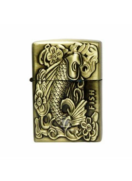 Isqueiro de Metal Dourado Fish
