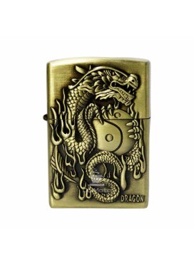 Isqueiro de Metal Dourado Dragon