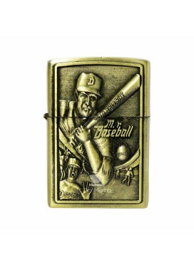 Isqueiro de Metal Dourado Baseball