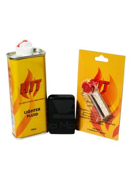 Kit Fluido HIT + Pavio e Pedra + Isqueiro Cromado 