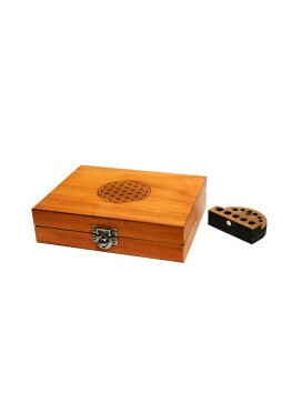 Mini Box Glass Wood Burning Flor da Vida