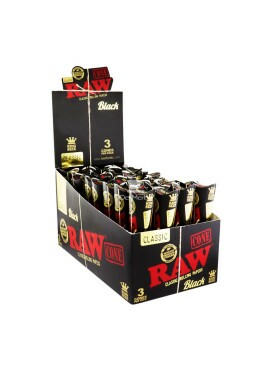 Caixa de Cones Pré-enrolados Raw Black King Size