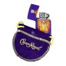 Isqueiro Zippo Crown Royal Lighter Gift Set 49661 de frente aberto com a bolsa tabacaria da mata