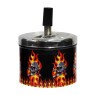 Cinzeiro de Metal c/ Tampa Giratória Skull on Fire