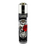 Isqueiro Clipper Happy Skulls de frente tabacaria da mata