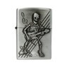 Isqueiro de Metal Prata skeleton playing guitar