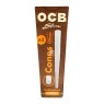 Cones OCB Slim Unbleached Pré-Enrolados de frente na embalagem