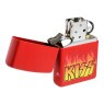 Isqueiro Zippo Kiss Logo With Flames Red Matte 48642 aberto de frente