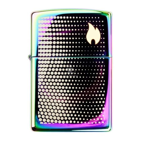 Isqueiro Zippo Dots And Flame Design 46569 de frente tabacaria da mata