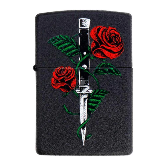 Isqueiro Zippo Rose Dagger Tattoo Design 49778 de frente tabacaria da mata