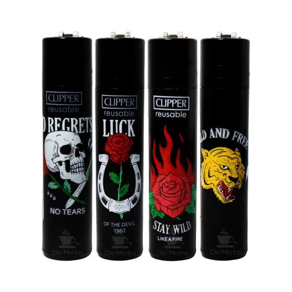 Kit com 4 Isqueiros Clipper Tattoo Sentences Edição para Colecionador