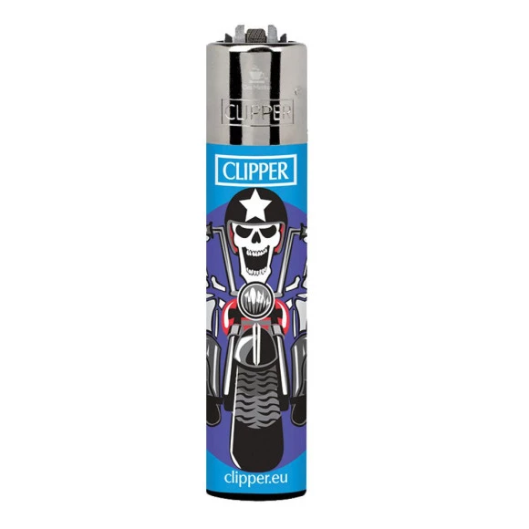 Isqueiro Clipper Skull Ride Azul