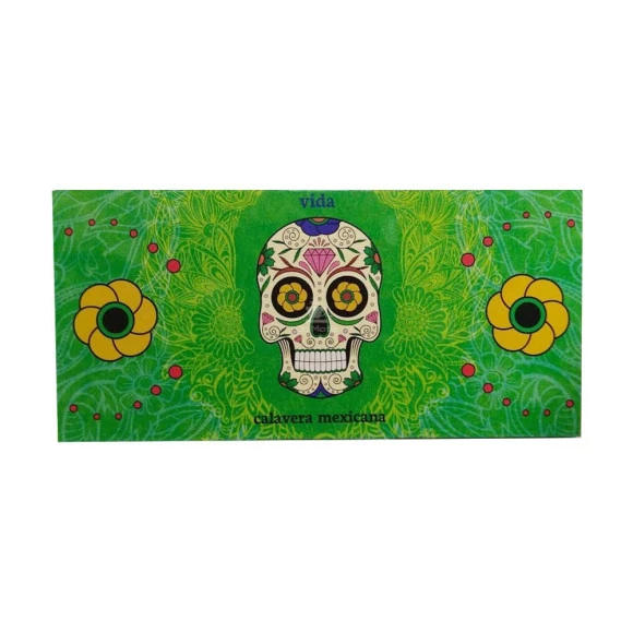 Seda Snail Calavera Mexicana Verde King Size c/ Piteira