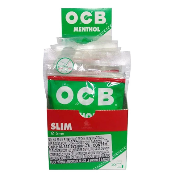 Caixa de Filtro OCB Menthol Slim 6mm