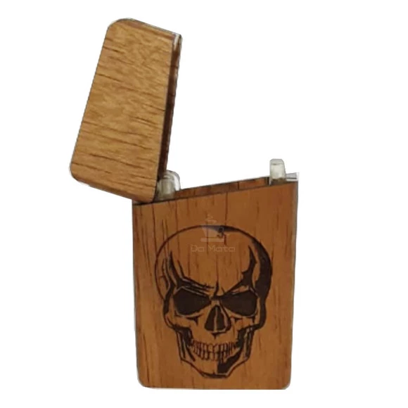 Porta Isqueiro Wood Burning Caveira 