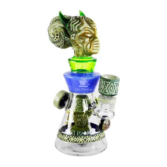 Bong de Vidro Abduzido Gold Maori Médio Doom de lado tabacaria da mata