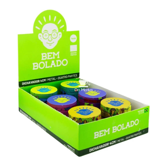 Caixa de Dichavador Metal Bem Bolado 4 Partes de lado tabacaria da mata