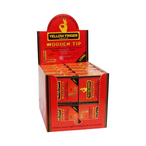 Caixa de Piteira Wooden Tip Long Yellow Finger