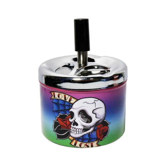 Cinzeiro de Metal c/ Tampa Skull Lover