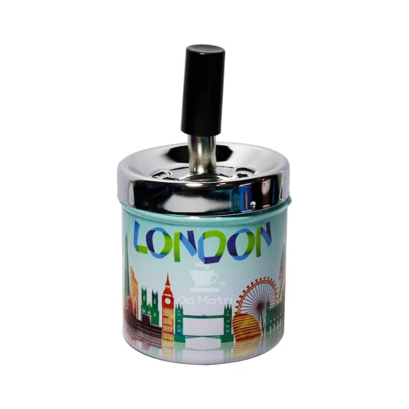 Cinzeiro de Metal Pequeno c/ Tampa Giratória London