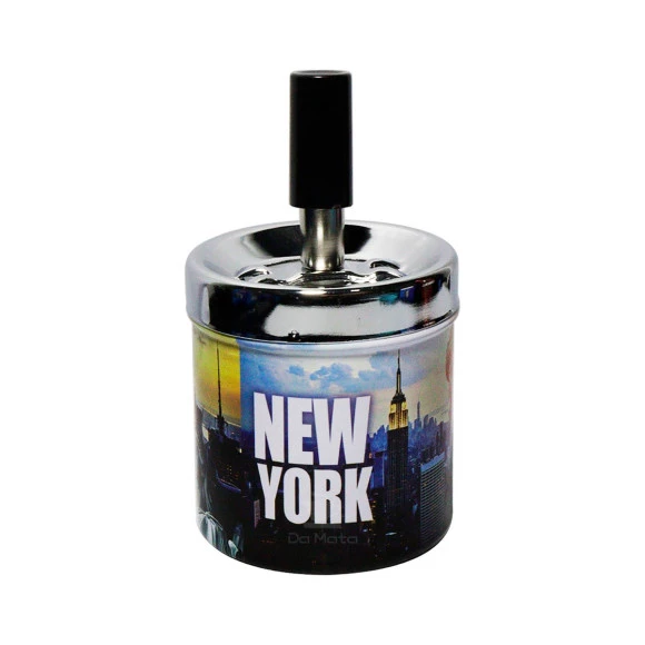 Cinzeiro de Metal Pequeno c/ Tampa Giratória New York