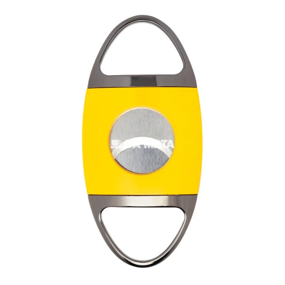 Cortador de Charutos Metal Amarelo de frente tabacaria da mata