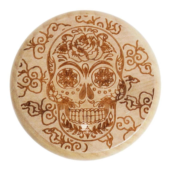 Dichavador de Madeira Skull With Flowers de frente