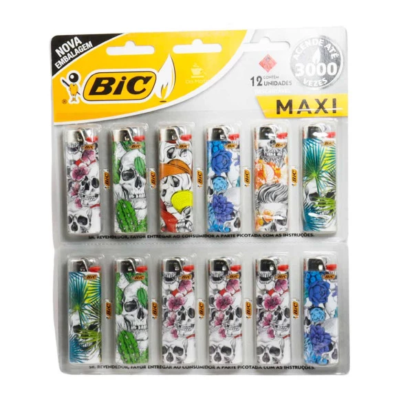 Cartela de Isqueiro Bic Skull Colors