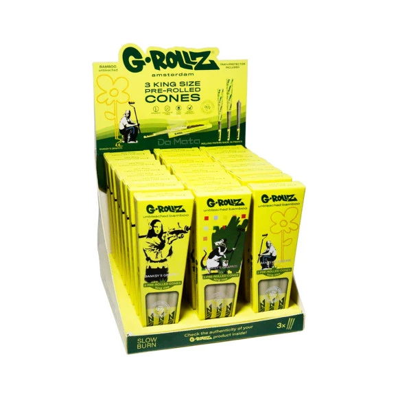 Caixa de Cone G-Rollz Banksy's Graffiti King Size Unbleached Bamboo