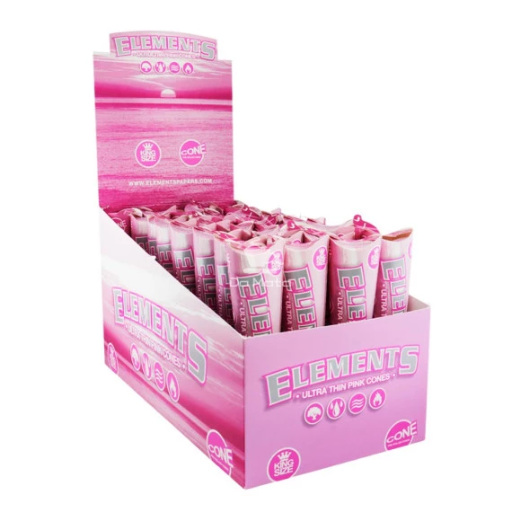 Caixa de Cones Pré-enrolados Elements Pink King Size de frente tabacaria da mata