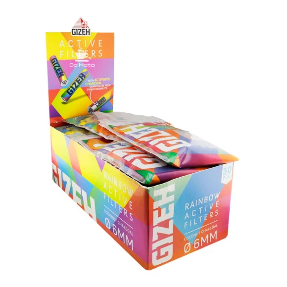 Caixa de Filtro Carvão Gizeh Rainbow 6mm de lado