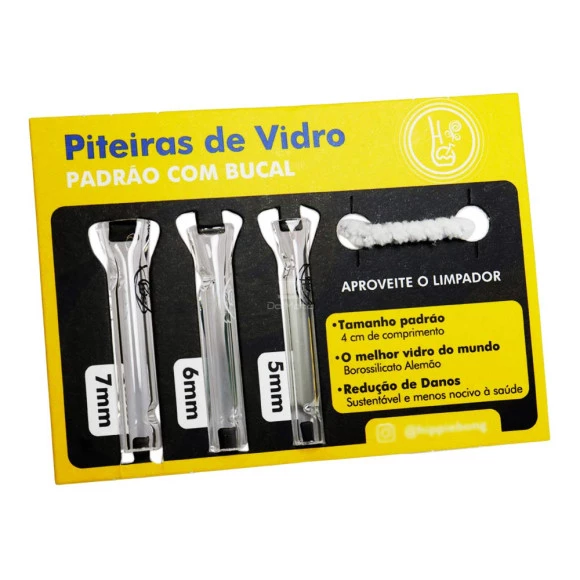  Cartela c/3 Piteiras de Vidro Padrão da Hippie Bong