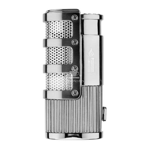 Maçarico Premium de Metal Hit Grid Silver de frente tabacaria da mata
