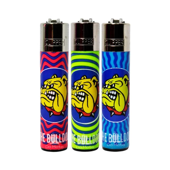 Isqueiro Clipper The Bulldog mostrando a variação de cores