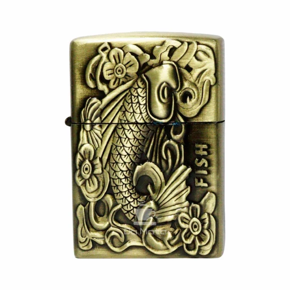 Isqueiro de Metal Dourado Fish 