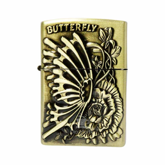 Isqueiro de Metal Dourado Butterfly