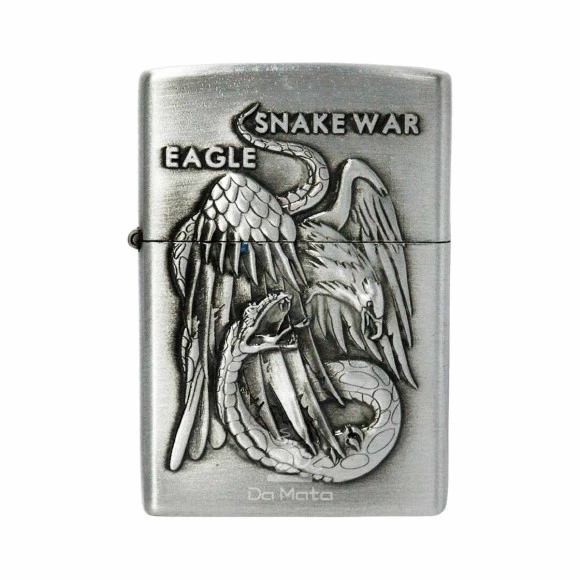Isqueiro de Metal Prata Snake War Eagle