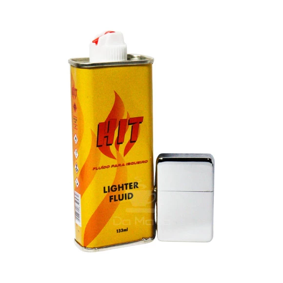Kit Fluido HIT + Isqueiro Cromado Tabacaria Da Mata