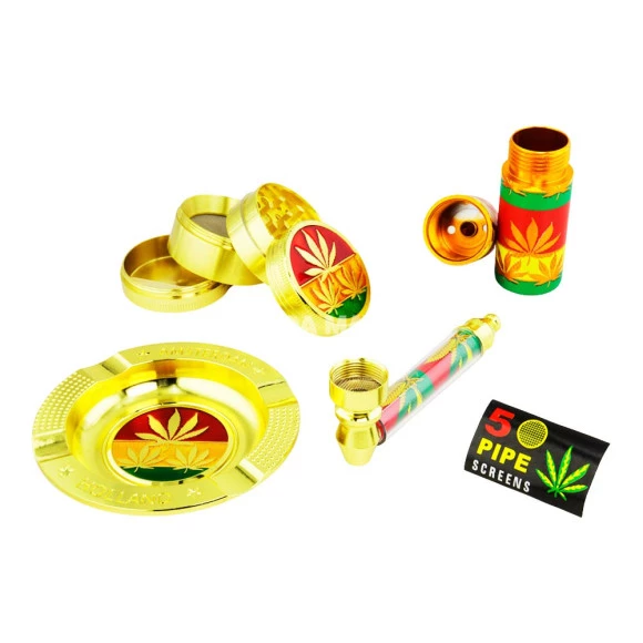 Kit de Cinzeiro de Metal Com Acessórios de frente tabacaria  da mata 