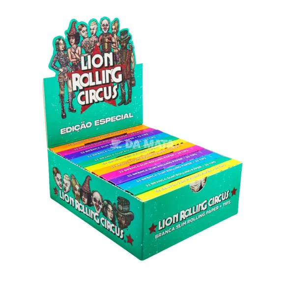 Caixa de Seda Lion Rolling Circus Brasil Edition King Size C/ Piteira de lado tabacaria da mata