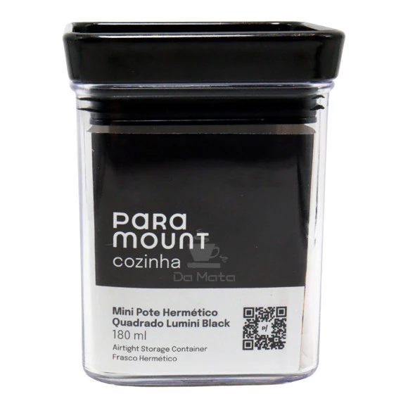 Mini Pote Hermético Quadrado Lumini Black 180ml