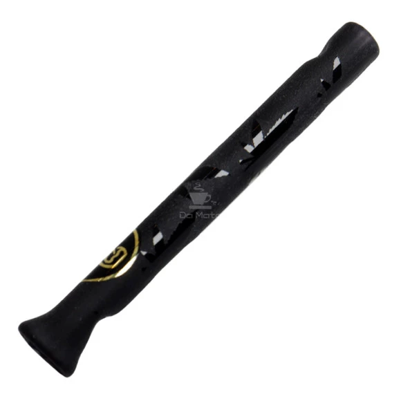Piteira de Vidro Hippie Bong Sandblast Black Leaf 6mm