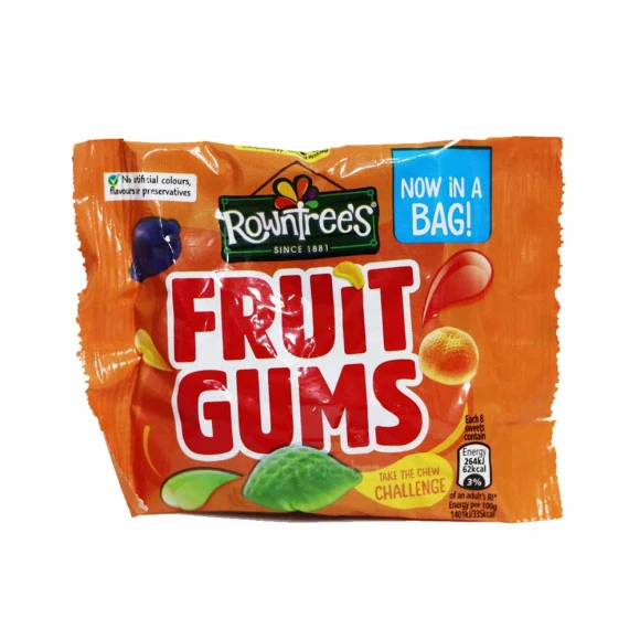 Pacote de bala importado RownTrees Fruit Gums