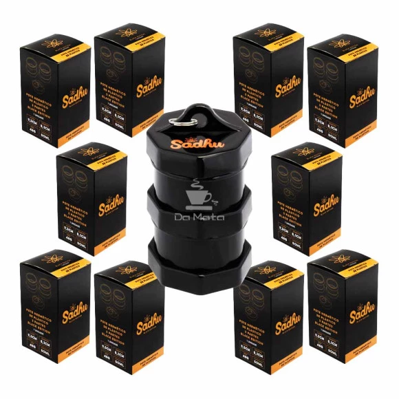 Caixa de Pote Hermético Plástico Sadhu Black Edition 50ml de frente tabacaria da mata