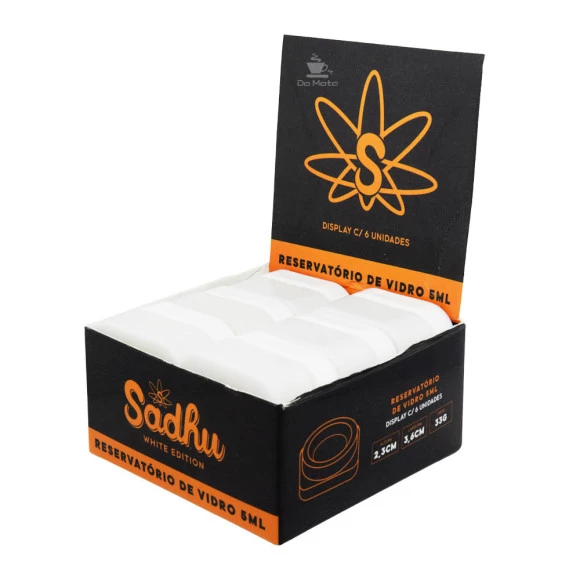 Caixa de Slick de Vidro Sadhu Branco 5ml de lado