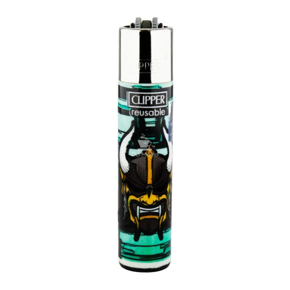 Isqueiro Clipper Samurai Masks de frente tabacaria da mata 