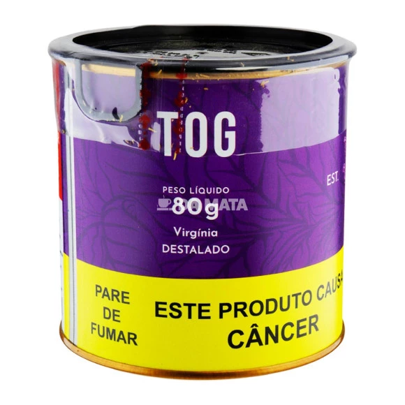 Lata Tog Virginia Destalado 80g de frente tabacaria da mata