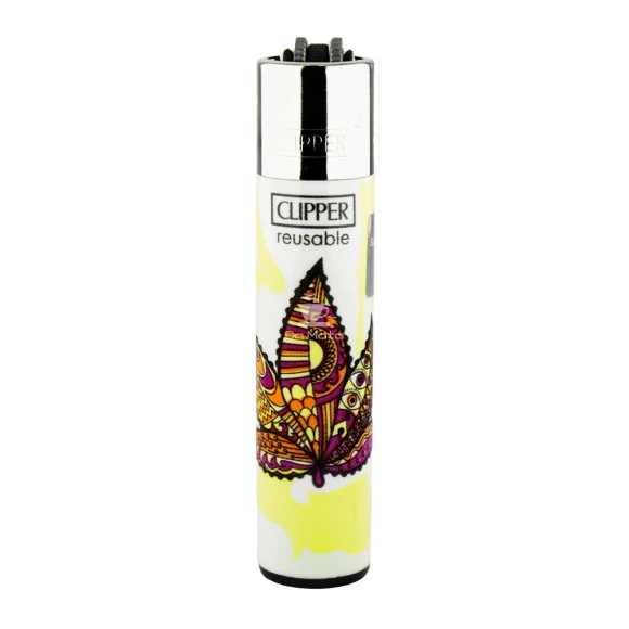  Isqueiro Clipper Trippy Leaves de frente tabacaria da mata 